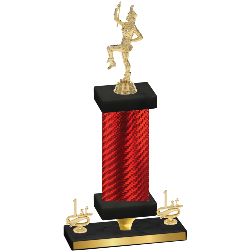 Premium Single Red Carbon Fiber First Place Majorette Trophy