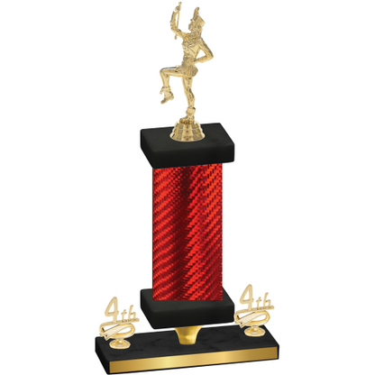 Premium Single Red Carbon Fiber Fourth Place Majorette Trophy