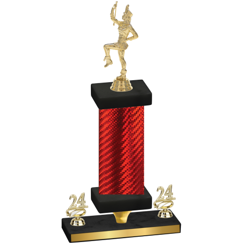 Premium Single Red Carbon Fiber Year Majorette Trophy