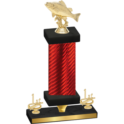 Premium Single Red Carbon Fiber First Place Fishing Trophy