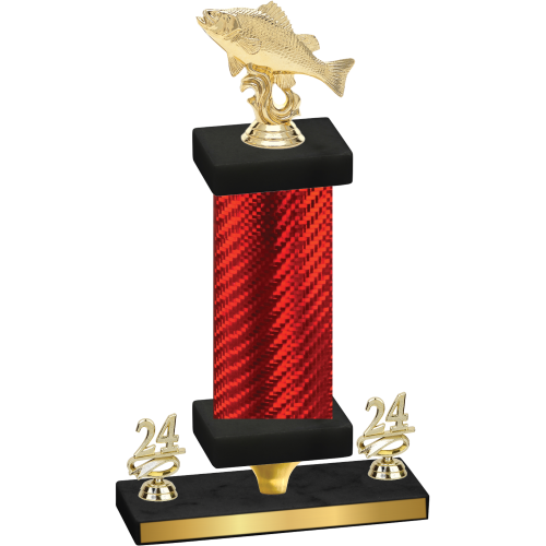 Premium Single Red Carbon Fiber Year Fishing Trophy