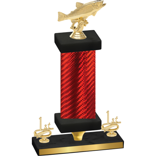 Premium Single Red Carbon Fiber First Place Fishing Trophy