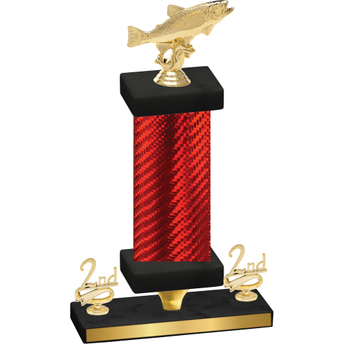 Premium Single Red Carbon Fiber Second Place Fishing Trophy