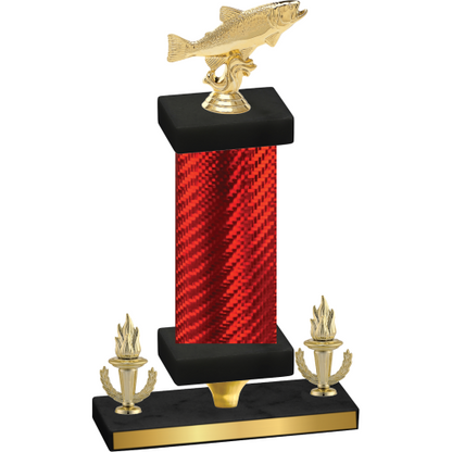 Premium Single Red Carbon Fiber Victory Fishing Trophy