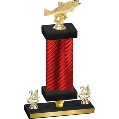 Premium Single Red Carbon Fiber Year Fishing Trophy