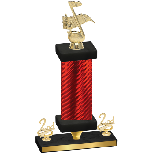 Premium Single Red Carbon Fiber Second Place Music Trophy