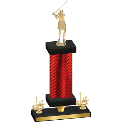 Premium Single Red Carbon Fiber First Place Golf Trophy