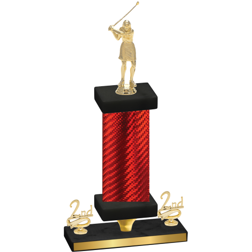 Premium Single Red Carbon Fiber Second Place Golf Trophy