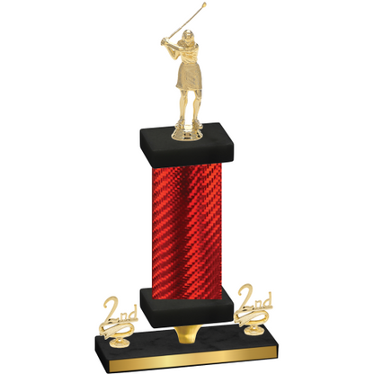 Premium Single Red Carbon Fiber Second Place Golf Trophy