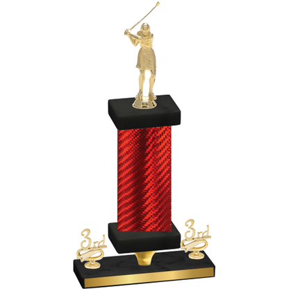 Premium Single Red Carbon Fiber Third Place Golf Trophy