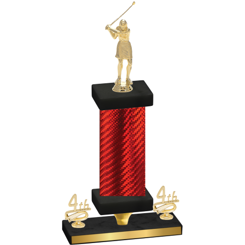 Premium Single Red Carbon Fiber Fourth Place Golf Trophy