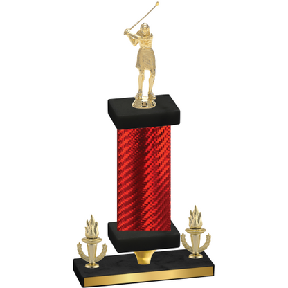 Premium Single Red Carbon Fiber Victory Golf Trophy