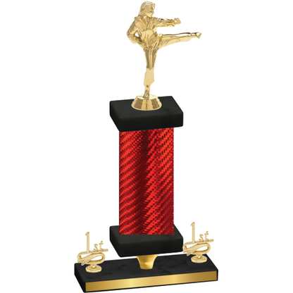 Premium Single Red Carbon Fiber First Place Karate Trophy