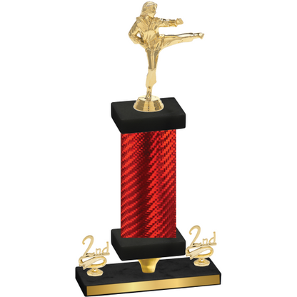 Premium Single Red Carbon Fiber Second Place Karate Trophy