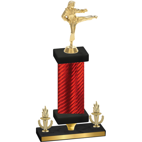 Premium Single Red Carbon Fiber Victory Karate Trophy