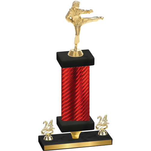 Premium Single Red Carbon Fiber Year Karate Trophy