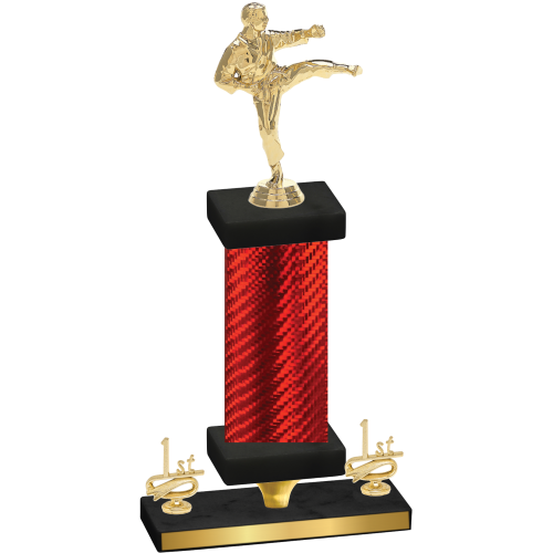 Premium Single Red Carbon Fiber First Place Karate Trophy