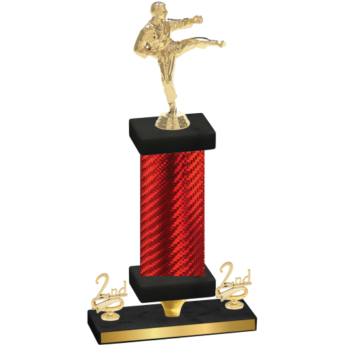 Premium Single Red Carbon Fiber Second Place Karate Trophy