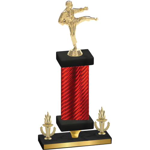 Premium Single Red Carbon Fiber Victory Karate Trophy