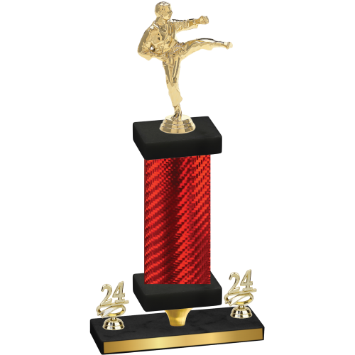 Premium Single Red Carbon Fiber Year Karate Trophy