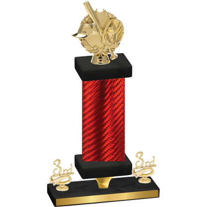 Premium Single Red Carbon Fiber Third Place Baseball Trophy