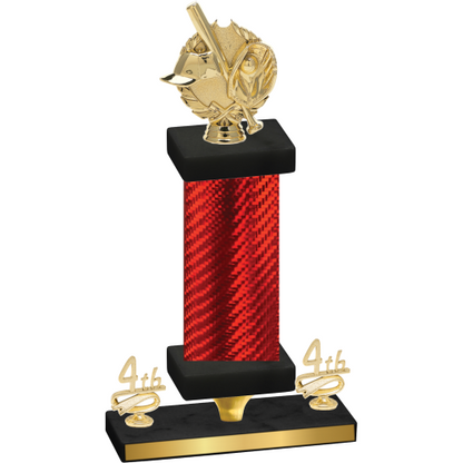Premium Single Red Carbon Fiber Fourth Place Baseball Trophy
