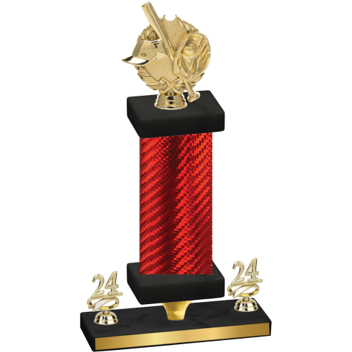 Premium Single Red Carbon Fiber Year Baseball Trophy