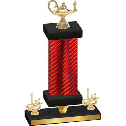 Premium Single Red Carbon Fiber First Place Academics Trophy