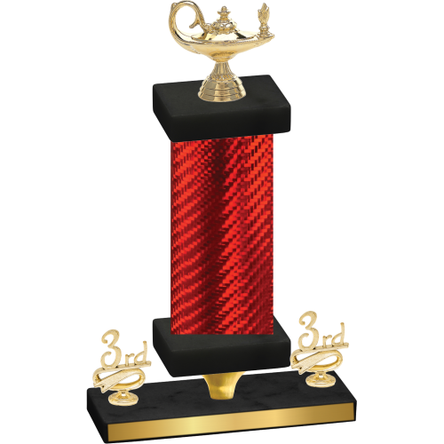 Premium Single Red Carbon Fiber Third Place Academics Trophy