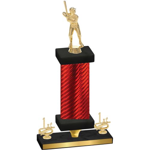 Premium Single Red Carbon Fiber First Place Baseball Trophy