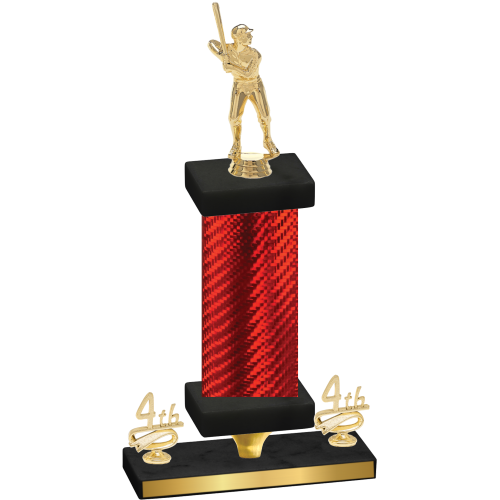 Premium Single Red Carbon Fiber Fourth Place Baseball Trophy
