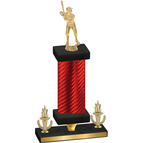 Premium Single Red Carbon Fiber Victory Baseball Trophy