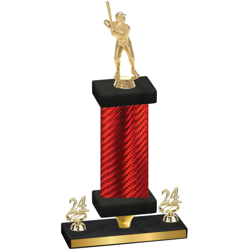 Premium Single Red Carbon Fiber Year Baseball Trophy