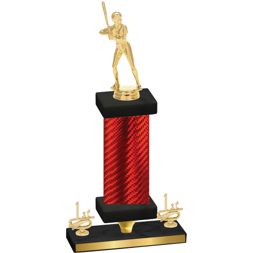 Premium Single Red Carbon Fiber First Place Softball Trophy