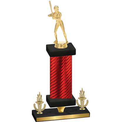 Premium Single Red Carbon Fiber Victory Softball Trophy