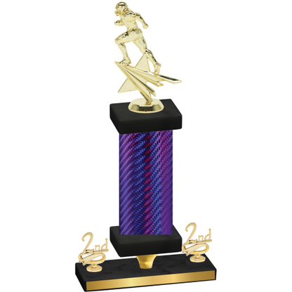 Premium Single Purple Carbon Fiber Second Place Football Trophy