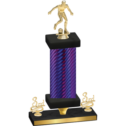 Premium Single Purple Carbon Fiber Third Place Soccer Trophy