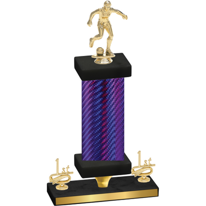 Premium Single Purple Carbon Fiber First Place Soccer Trophy