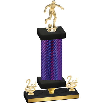 Premium Single Purple Carbon Fiber Second Place Soccer Trophy