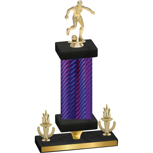 Premium Single Purple Carbon Fiber Victory Soccer Trophy