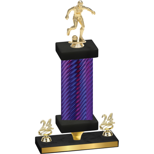 Premium Single Purple Carbon Fiber Year Soccer Trophy