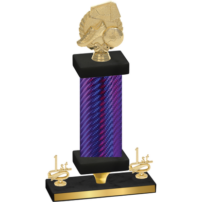 Premium Single Purple Carbon Fiber First Place Soccer Trophy