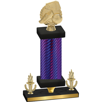 Premium Single Purple Carbon Fiber Victory Soccer Trophy