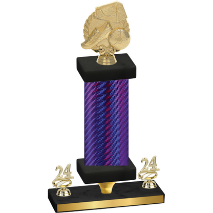 Premium Single Purple Carbon Fiber Year Soccer Trophy