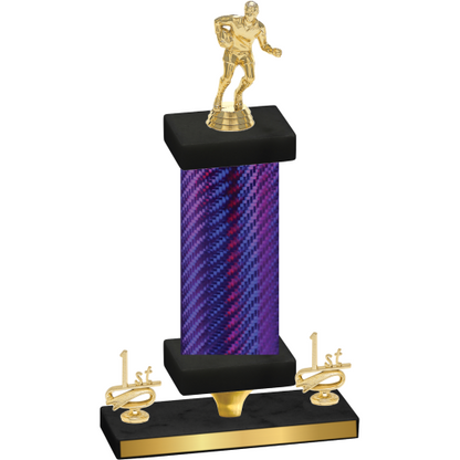 Premium Single Purple Carbon Fiber First Place Rugby Trophy