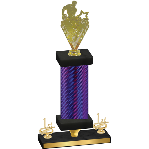 Premium Single Purple Carbon Fiber First Place Rugby Trophy