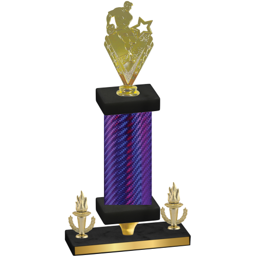 Premium Single Purple Carbon Fiber Victory Rugby Trophy