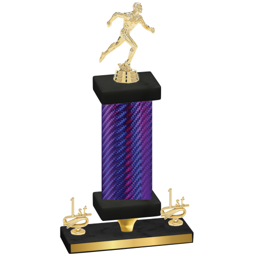 Premium Single Purple Carbon Fiber First Place Running Trophy