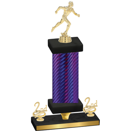 Premium Single Purple Carbon Fiber Second Place Running Trophy