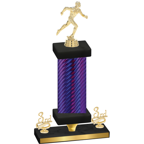 Premium Single Purple Carbon Fiber Third Place Running Trophy